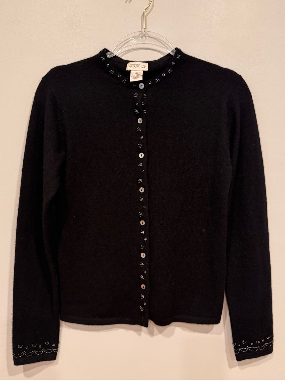 Vintage Cashmere Beaded Cardigan Deane & White Size M